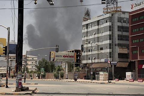 Smoke is seen rising from a neighborhood in Khartoum, Sudan, Saturday, April 15, 2023. (Photo | AP)