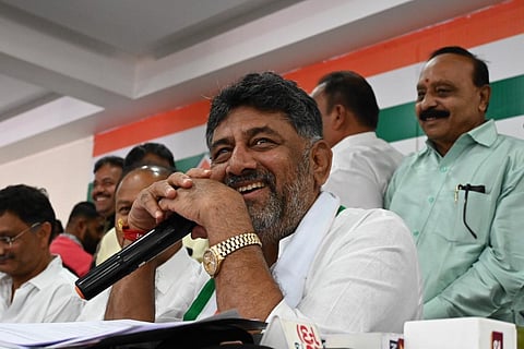 FILE PHOTO | KPCC President DK Shivakumar addresses the media at an event in Bengaluru on Monday. (Photo | Shashidhar Byrappa, EPS)