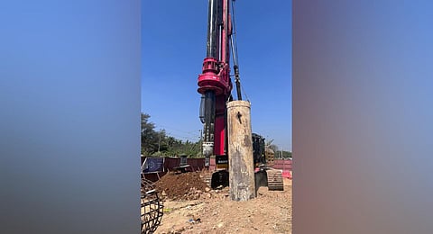 First test pile cast for Bengaluru Suburban Rail Project near Hebbal Railway station last month. (File Photo)