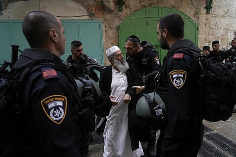 FILE: Israel police argues with a Palestinian worshipers the Old City of Jerusalem. (Photo | AP)