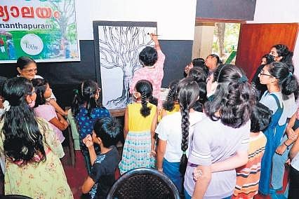 A scene from the Tree School camp held at Balavihar, Vazhuthacaud