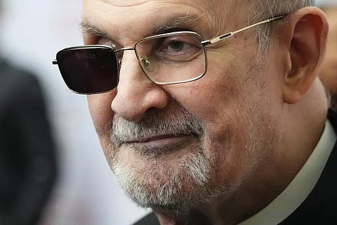 Author Salman Rushdie responds to questions during a news interview for the 2023 PEN America Literary Gala Thursday, May 18, 2023, in New York. (Photo | AP)