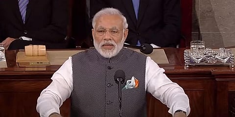 FILE - PM Narendra Modi during his 2016 address to the joint session of US Congress in Washington D.C. (Photo | Screengrab: C-SPAN)