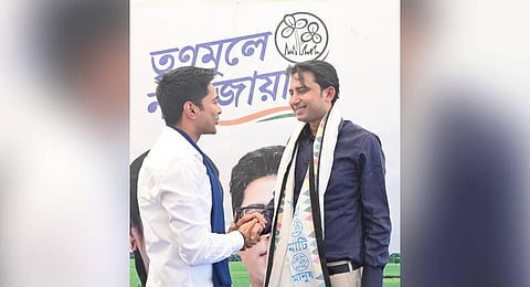 INC MLA Bayron Biswas joined TMC in the presence of Abishek Banerjee. ( Photo| Twitter)