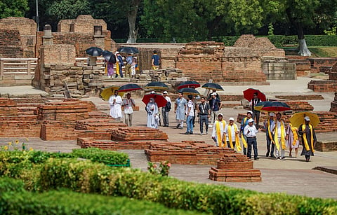 Representatives from various countries participating in G20 meetings, visit the Sarnath, in Varanasi, Tuesday, June 13, 2023. (Photo | PTI)