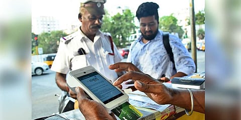 E-challan devices. (File Photo | Ashwin Prasath, EPS)