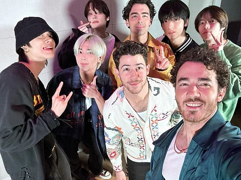Tomorrow x Together band with Jonas brothers. ( Photo | Twitter@Nick Jonas)