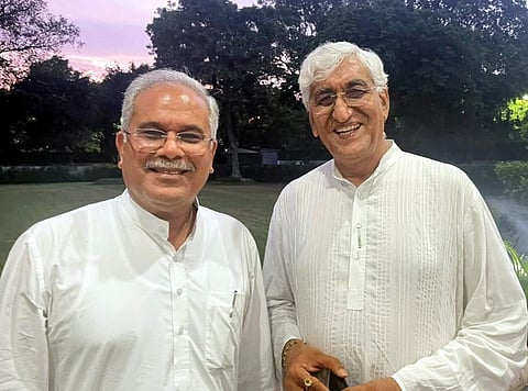 Chhattisgarh Chief Minister Bhupesh Baghel with Deputy Chief Minister TS Singh Deo. (PTI)