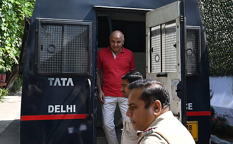 Former Delhi deputy chief minister Manish Sisodia arrived at his residence from the Tihar jail on Saturday, after getting interim relief to meet his ailing wife, Seema. (Photo | Shekhar Yadav, EPS)