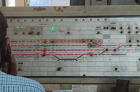 Bahanaga Bazar station panel room (Express Photo | Hemant Kumar Rout)