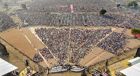 A file photo of the Maharashtra Bhushan Award ceremony in Kharghar, Sunday, April 16, 2023. (Photo | PTI)