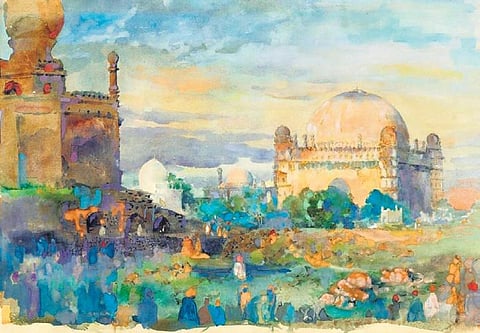 S.H Raza- Gol Gumbaz, Water colour on paper