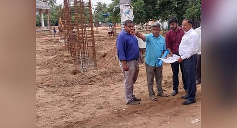  Mayiladuthurai District Collector inspecting works on the Poompuhar Heritage City project on Tuesday. Express 