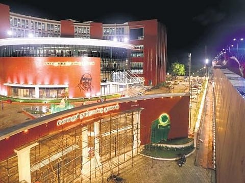  Constructed on an area of 2.13 lakh sq.ft at a cost of `114 crore, the library will accommodate nearly 3.3 lakh books of different genres | K K SUNDAR 