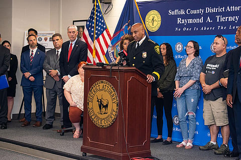 Suffolk County Sheriff's Office announcing the arrest in the Gilgo Homicide case, July 14, 2023. (Photo | Suffolk County Sheriff's Office, Twitter)
