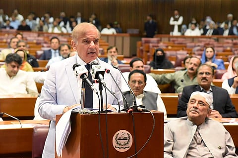 FILE - Pakistan's Prime Minister Shehbaz Sharif addressing the National Assembly in Islamabad, used for representational purposes only. (Photo | AFP)