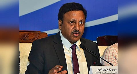 Chief Election Commissioner Rajiv Kumar during a public hearing on the Assam delimitation draft. (Photo | PTI)