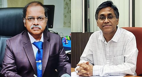 Shri B V Papa Rao (L) , appointed as Director, Advanced Systems Laboratory Anindya Biswas Director of RCI .(Photo | Twitter , @dprohyd)