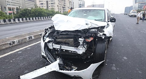 At least 9 dead, 13 injured in a major accident involving multiple vehicles at ISKCON flyover. .(Photo | PTI)