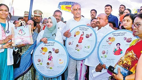 For representational purpose. Ministers T Harish Rao and Gangula Kamalakar during the launch of Aarogya Mahila programme at an Urban Primary Health Centre (UPHC) in Karimnagar