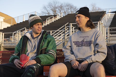 A still from the film 'Dumb Money' showing Pete Davidson and Paul Dano, which will make its world premiere at the Toronto International Film Festival. (Photo | AP)