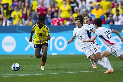 Linda Caicedo (L) in action during the Women's World Cup Group H soccer match between Colombia and South Korea in Sydney, Australia, Tuesday, July 25, 2023. (Photo | AP)