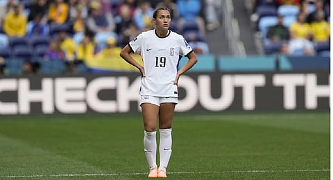 South Korea's Casey Phair stands on the pitch during the Women's World Cup Group H soccer match between Colombia and South Korea. (Photo | AP)