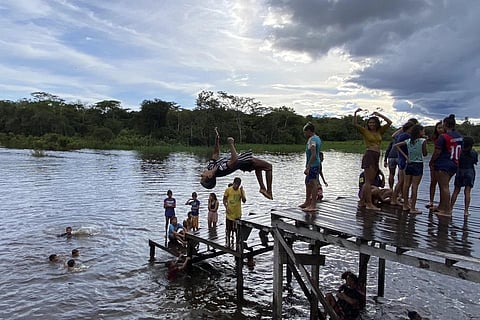 Kids play in Atalaia do Norte, Amazonas state, Brazil, March 1, 2023. (Photo | AP)