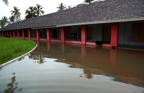 St. Mary's High School in Kannamali, Ernakulam, flooded following the sea surge on Tuesday. (Photo | TP Sooraj, EPS)
