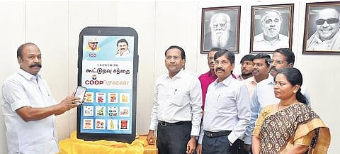 Minister KR Periyakaruppan launched the app, ‘Coop bazaar, ’ at the secretariat in Chennai on Thursday | Express