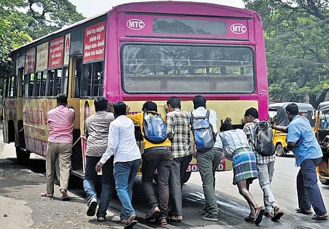 Most of the buses are old and the possibility of a breakdown is high. Interiors damaged in many buses are damaged | P Jawahar
