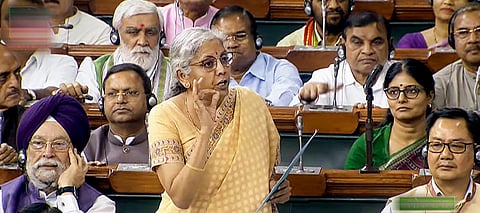 Finance Minister Nirmala Sitharaman speaks in the Lok Sabha during the Monsoon session of Parliament (Photo | PTI)
