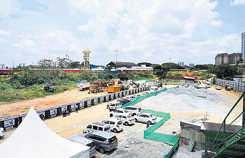 Civil works being executed on Corridor-2 (Mallige Line) from Bennigenahalli to Chikkabanavara of Suburban Rail Project in Bengaluru.
