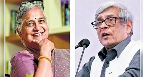 Sudha Murthy, Chairman, Infosys Foundation and economist Bibek Debroy.