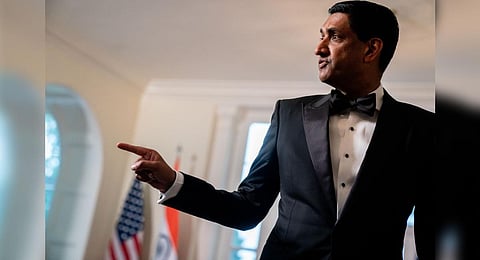 FILE - US Representative Ro Khanna (D-CA) arrives for the State Dinner in honour of PM Narendra Modi, at the White House in Washington, DC, on June 22, 2023. (Photo | AFP)