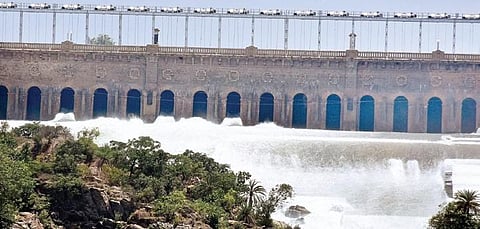 Over 12,718 cusecs of water being released to Tamil Nadu from KRS reservoir in Mandya district on Thursday | Udayashankar S
