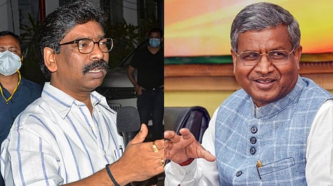 Jharkhand Chief Minister Hemant Soren; state BJP chief Babulal Marandi.