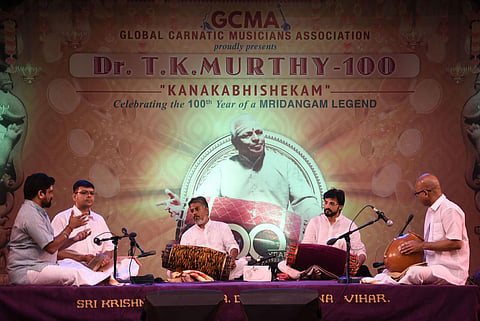 The event hosted by Global Carnatic Musicians Associations was held at Krishna Gana Sabha on Sunday. (Photo | Ashwin Prasath)
