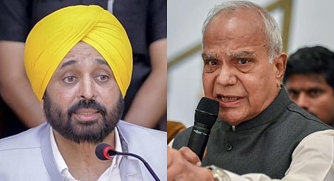 FILE - A collage of Punjab Chief Minister Bhagwant Mann and Governor Banwarilal Purohit, used for representational purposes only. (Photos | PTI)