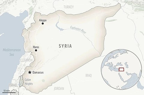 This is a locator map for Syria with its capital, Damascus. (Photo | AP)