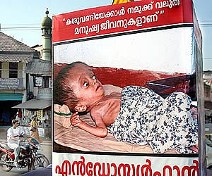 The bill-board showcasing a victim of Endosulfan | FILE: EPS