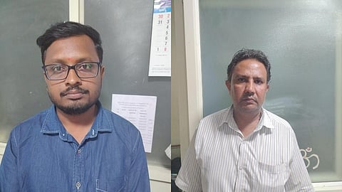 Raghavendra and Suresh were caught red handed by Lokayukta while taking bribe.