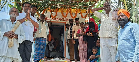 Muslims and Hindus offer prayers at Hanuman temple at Korikoppa village.