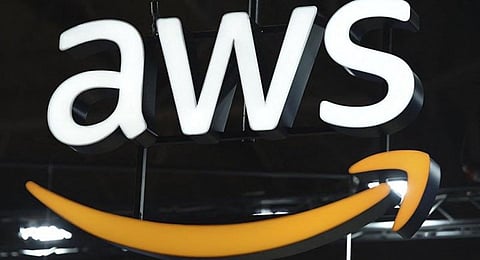 The logo of Amazon Web Services AWS.(Photo | AFP)