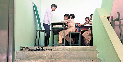 Class 8 is in session at the government high school in Peenjamandai | S Dinesh