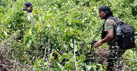 Security personnel patrolling an area in an operation against Maoists (Photo | AFP)