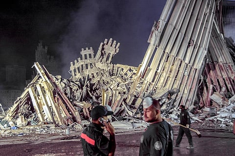 First responders work at ground zero after the September 11 attacks. (Photo | AP)