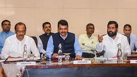FILE PHOTO: Ajit Pawar, Devendra Fadnavis and Eknath Shinde. (PTI)