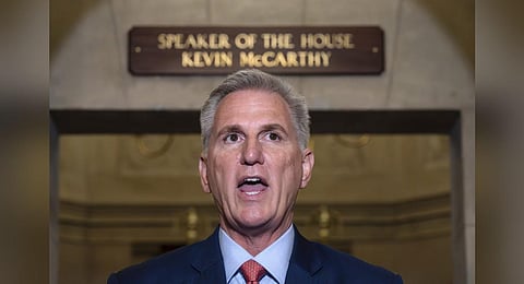 US House Speaker Kevin McCarthy speaks at the Capitol in Washington, Tuesday, Sept. 12, 2023, announcing to open a formal impeachment inquiry into President Joe Biden. (Photo | AP)