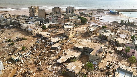 Mediterranean storm Daniel caused devastating floods in Libya that broke dams and swept away entire neighborhoods in multiple coastal towns. (Photo | AP)